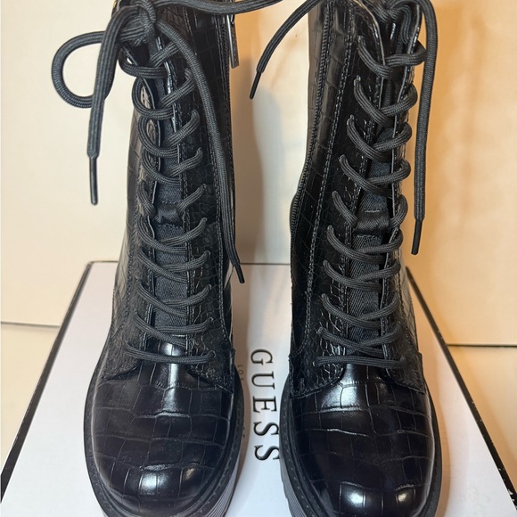 Guess Shoes - GUESS Women’s Kaniela High Heel Platform Black Lace Up Bootied Size 7.5
